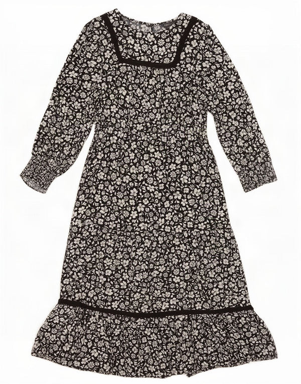 Rochie Maxi pentru femei Marks & Spencer cu mâneci 3/4 UK 14 Medium Black Floral