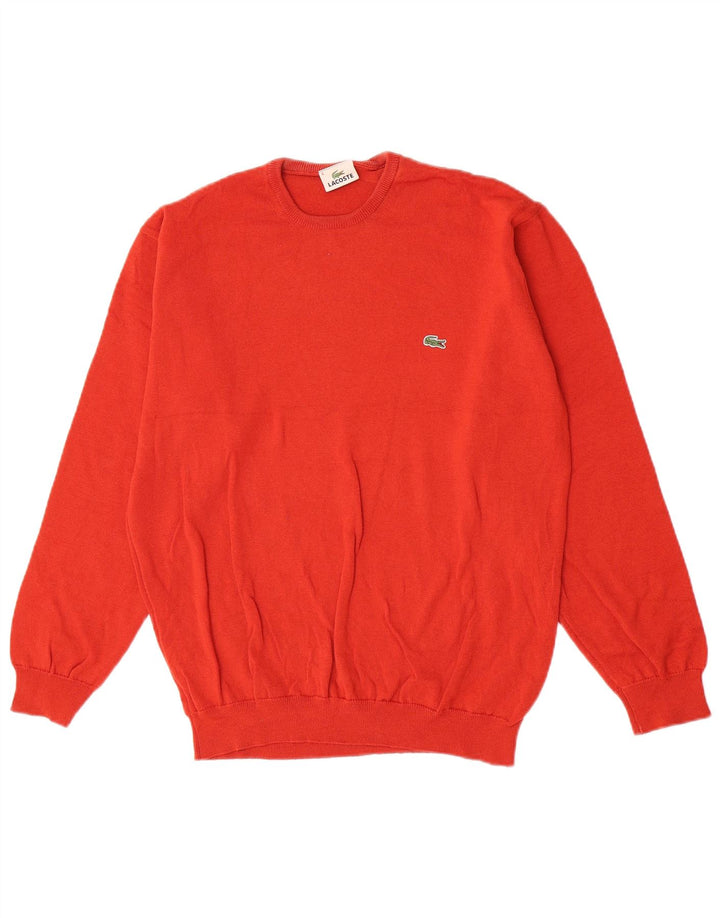 Pulover pentru bărbați Lacoste cu decolteu rotund Mărimea 6 XL Lână virgină roșie