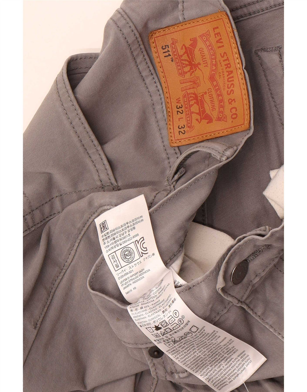 Pantaloni casual Levi's 511 Slim pentru bărbați, L32 L32, bumbac gri