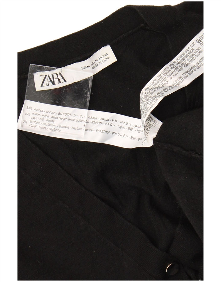 ZARA Womens Crop Cardigan Sweater UK 14 Medium Black Viscose