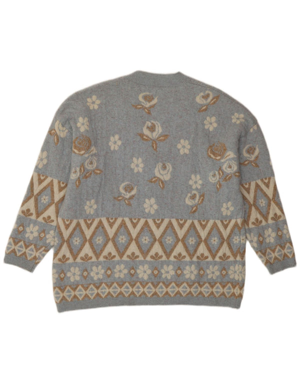 Pulover cardigan pentru femei Stefanel, cu croiala larga UK 14 Medium Blue Floral Classic