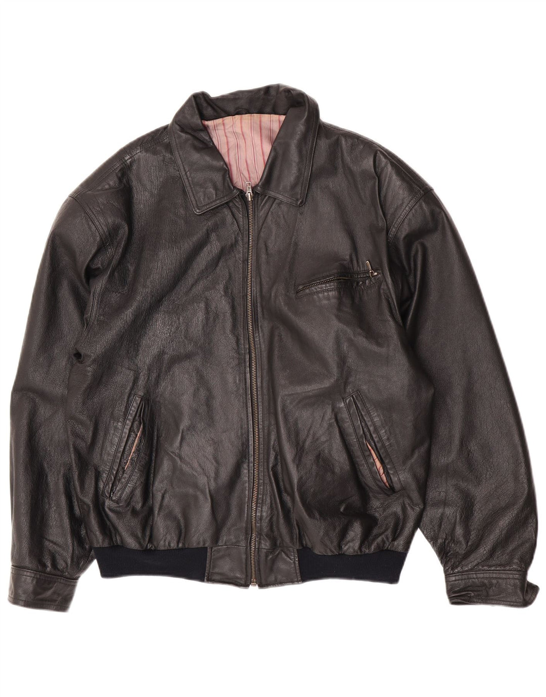 Jachetă de piele vintage pentru bărbați UK 42 XL din piele neagră