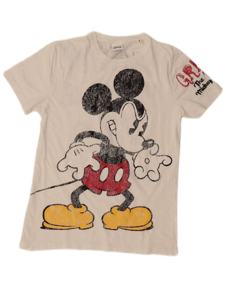 Tricou cu grafic Mickey Mouse Disney pentru bărbați Top din bumbac alb mediu