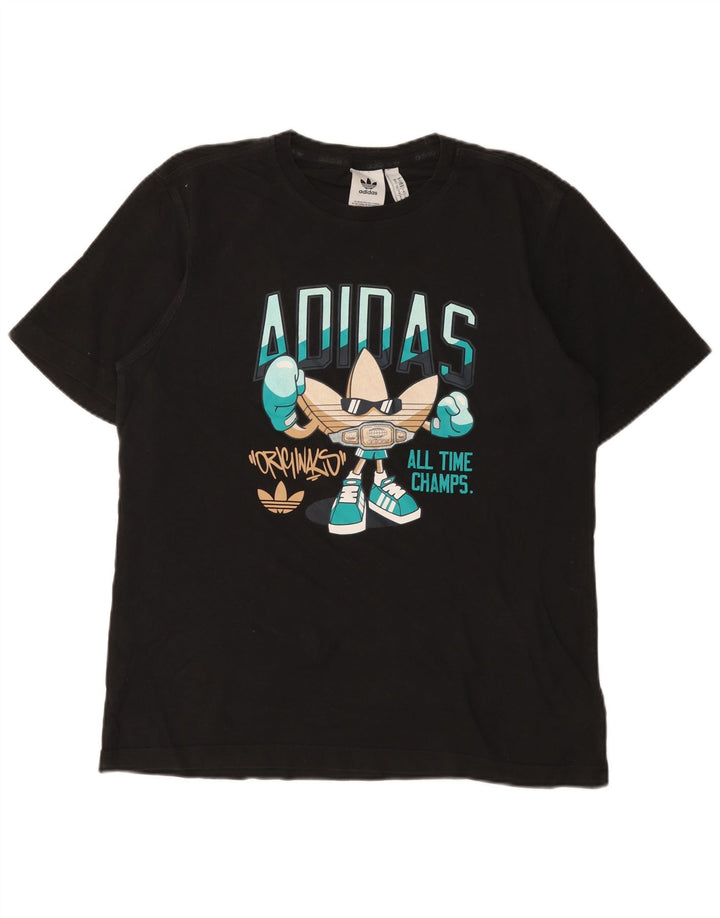 Tricou grafic Adidas pentru bărbați Top mediu negru bumbac