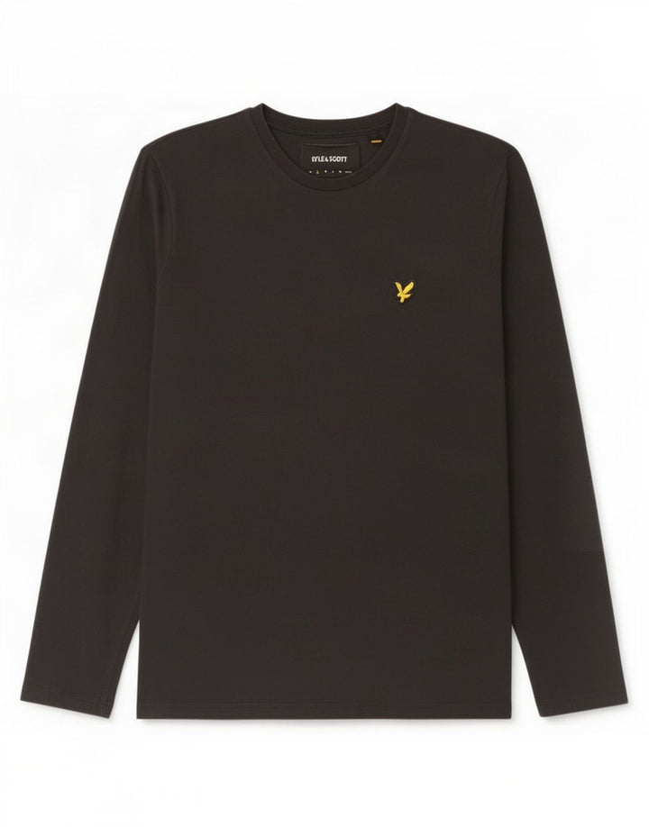 Lyle & Scott Top pentru bărbați cu mânecă lungă din bumbac negru mic