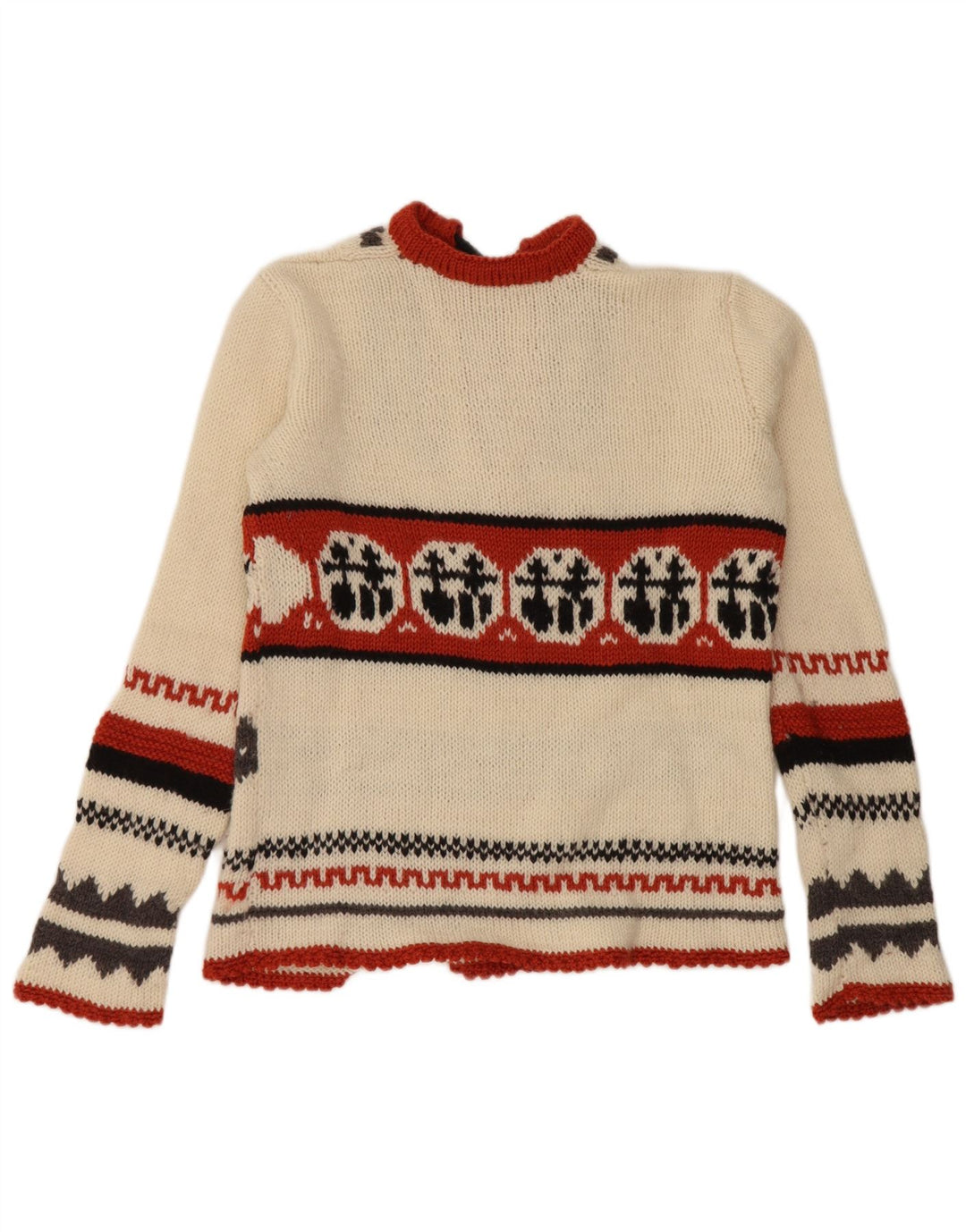 Pulover vintage pentru femei UK 14 Medium Off White Fair Isle