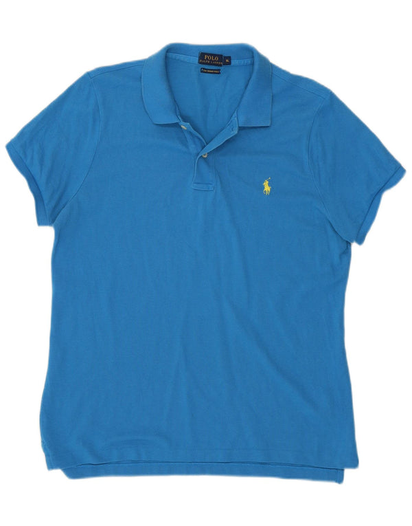 POLO RALPH LAUREN Tricou polo subțire pentru femei UK 18 XL Bumbac albastru