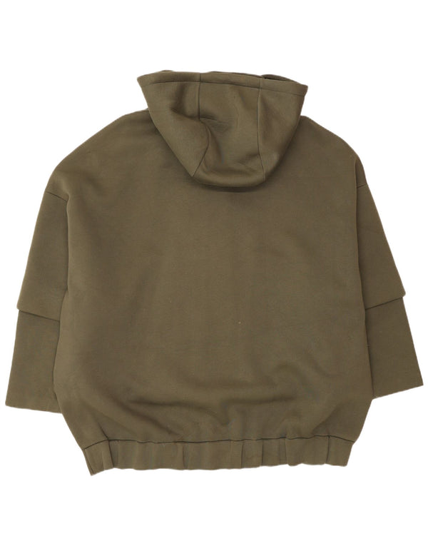 Cos Pulover supradimensionat cu capotă cu fermoar pentru femei UK 14 Medium Khaki Viscose