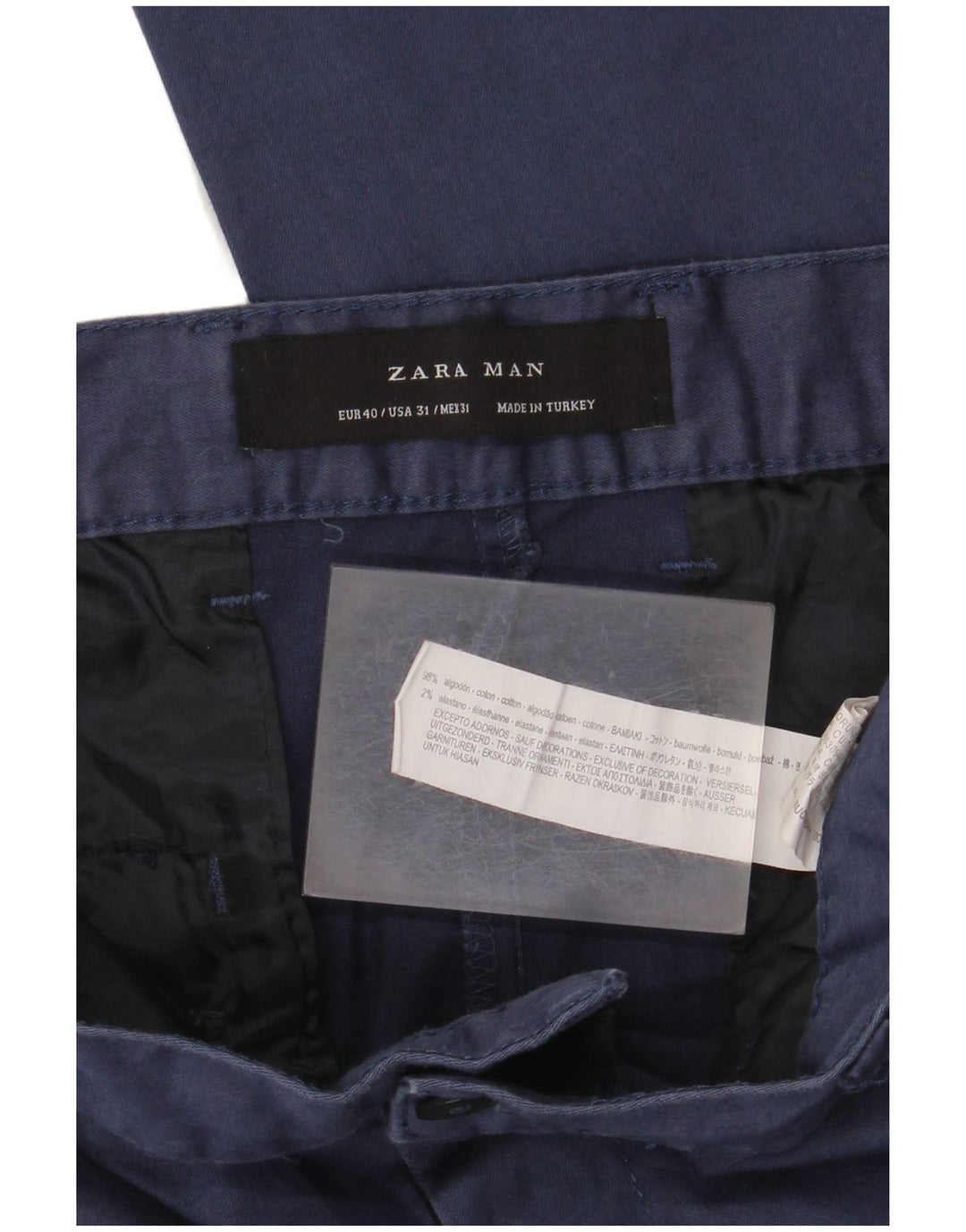 Pantaloni chino subțiri pentru bărbați Zara EU 40 Mediu L31 L28 Bumbac bleumarin