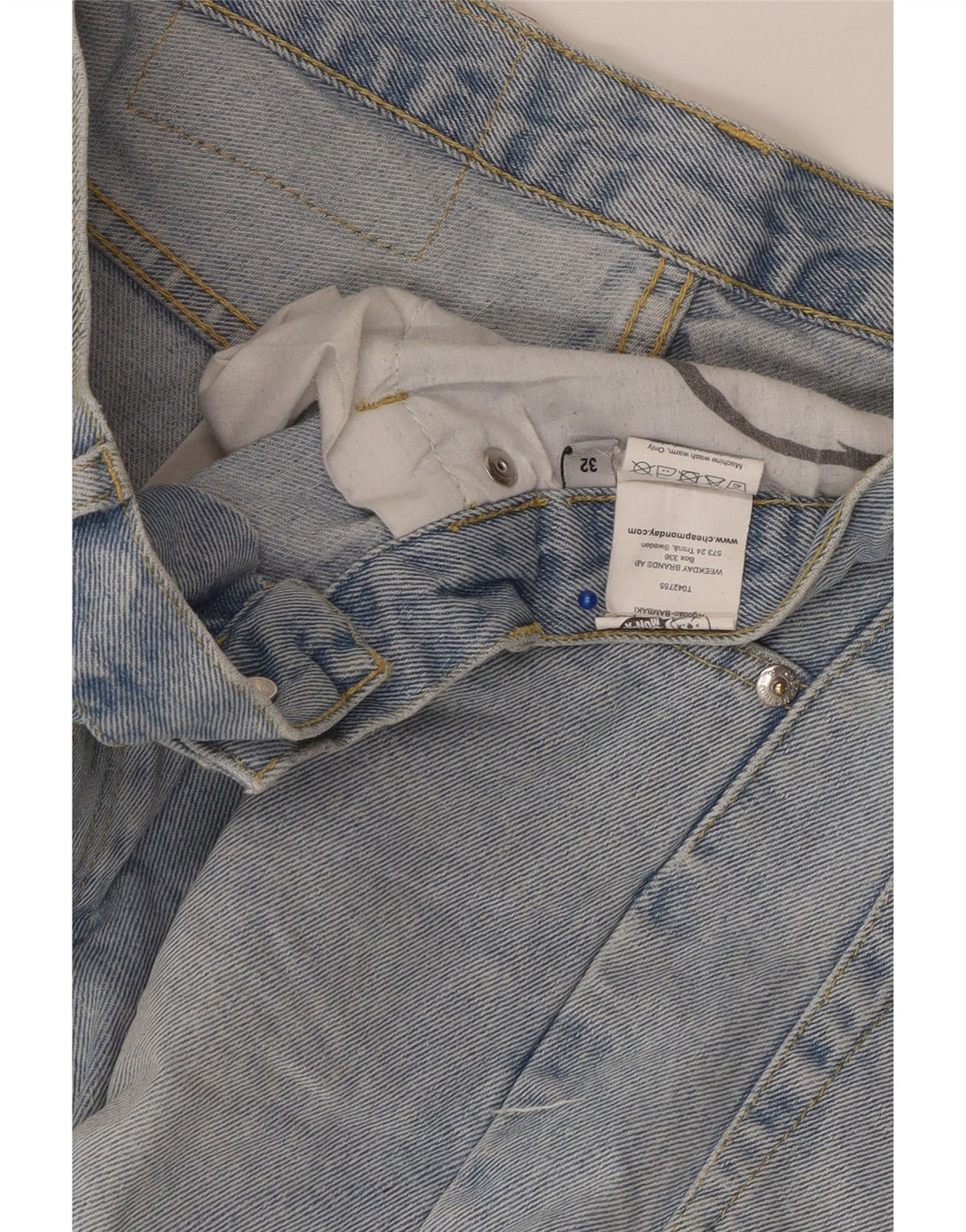 CHEAP MONDAY Pantaloni scurți din denim pentru bărbați W32 Bumbac albastru mediu
