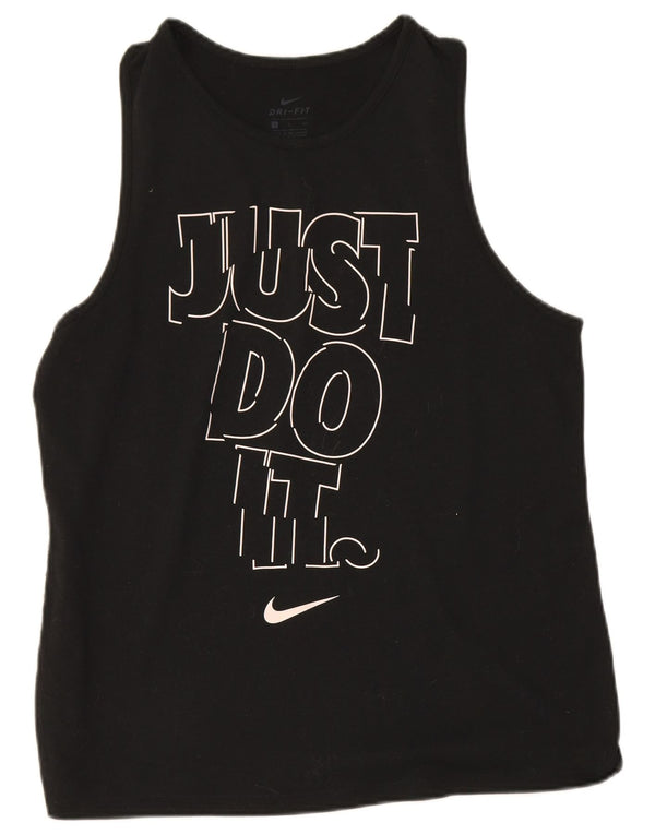 Nike Womens Dri Fit Graphic Vest Top UK 10 Small Black Polyester