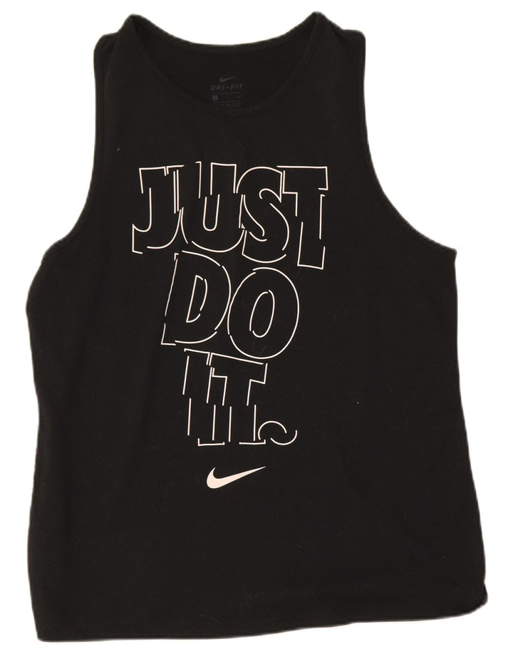 Top cu vestă grafică Nike Dri Fit pentru femei UK 10 Poliester negru mic