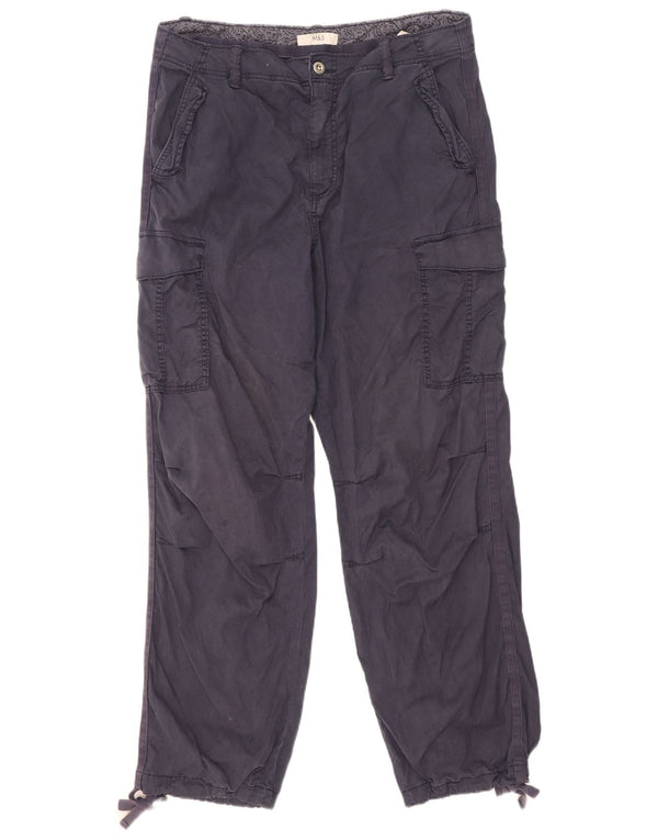 Pantaloni cargo drepți cu talie înaltă pentru femei Marks & Spencer L34 L31 bleumarin