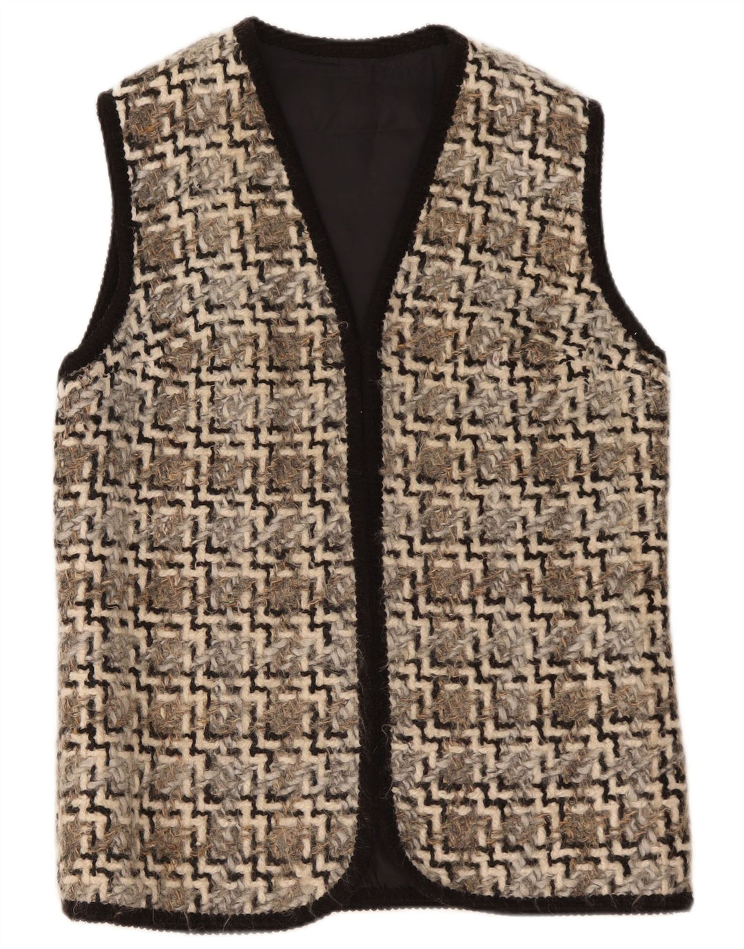 Gilet deschis pentru femei Vintage UK 14 Medium Beige Geometric