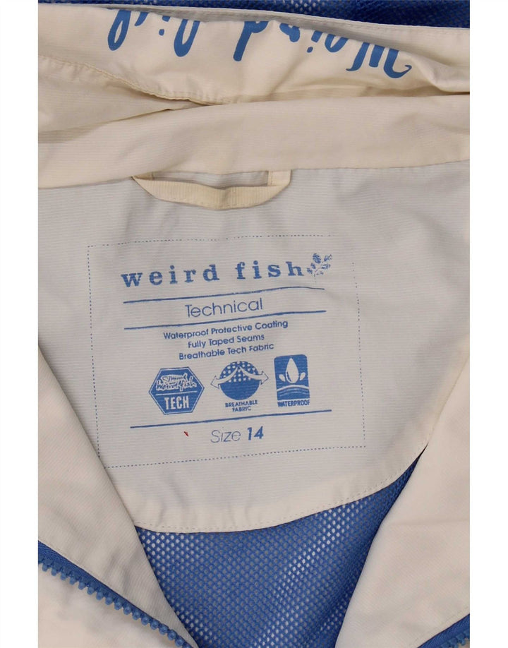 Jachetă de ploaie cu glugă pentru femei Weird Fish UK 14, mare, alb, din nailon