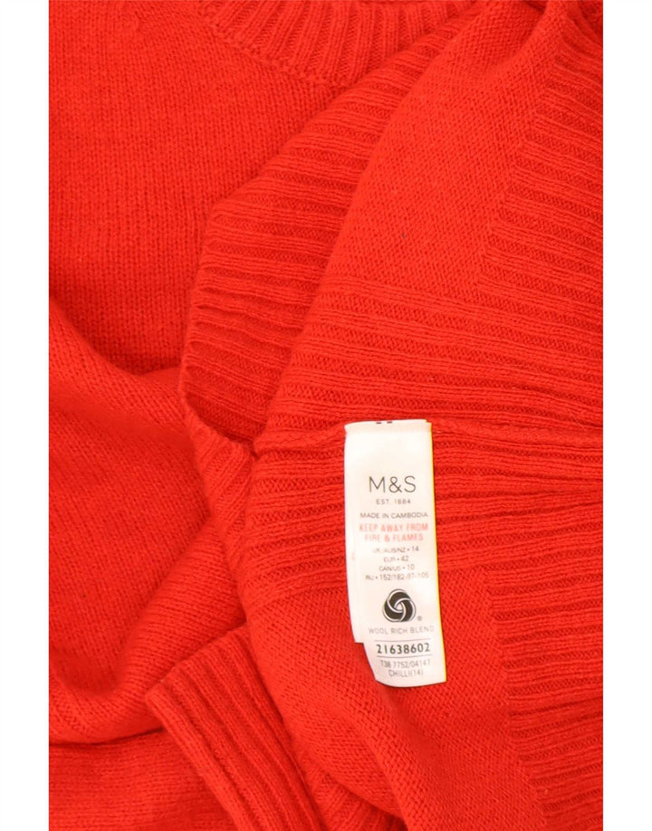Pulover pentru femei Marks & Spencer cu gât roșu mare, lână roșie