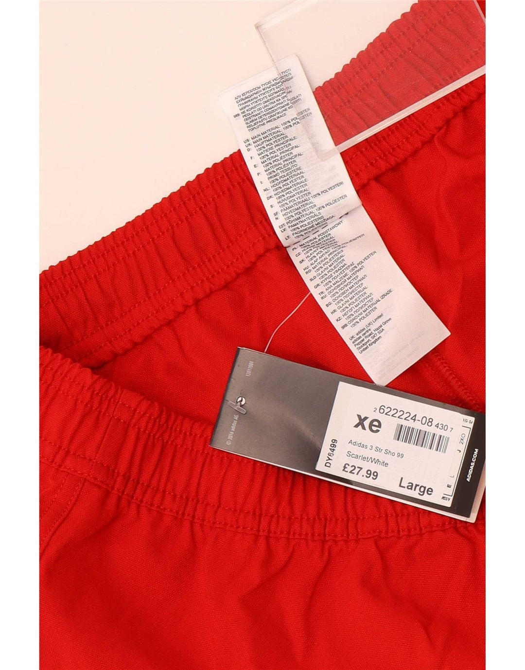 Pantaloni scurți sport adidas pentru bărbați, poliester roșu mare