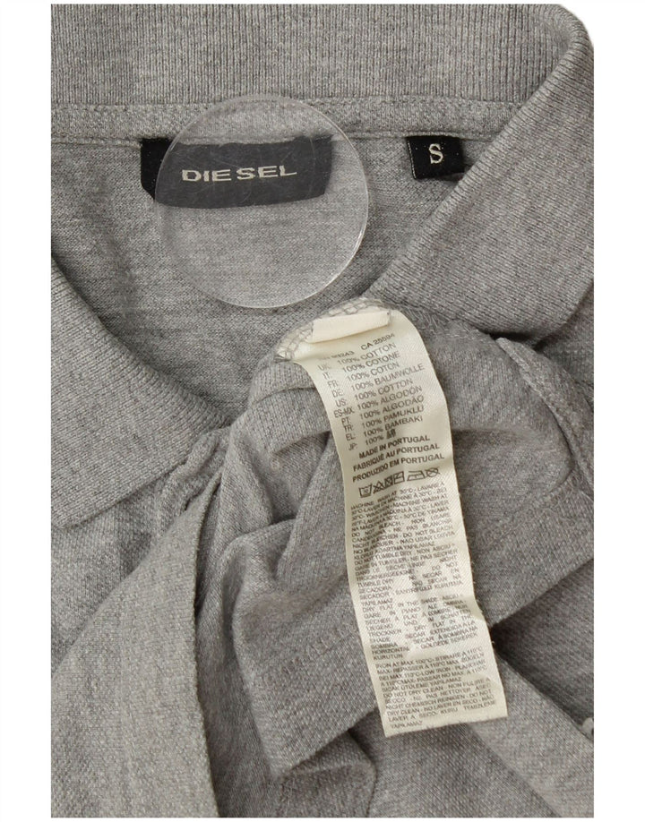 DIESEL Tricou polo cu grafică pentru bărbați, bumbac gri mic