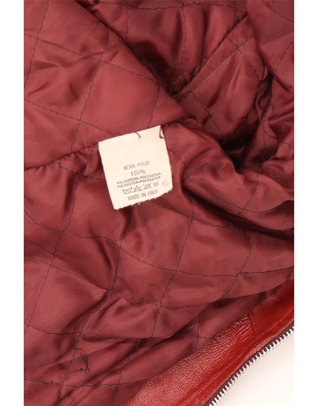 Jachetă de piele vintage pentru femei UK 14 Medium Red
