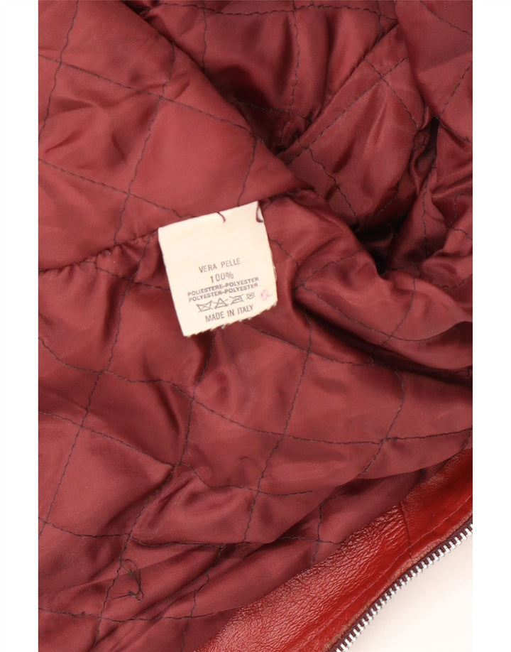 Jachetă de piele vintage pentru femei UK 14 Medium Red