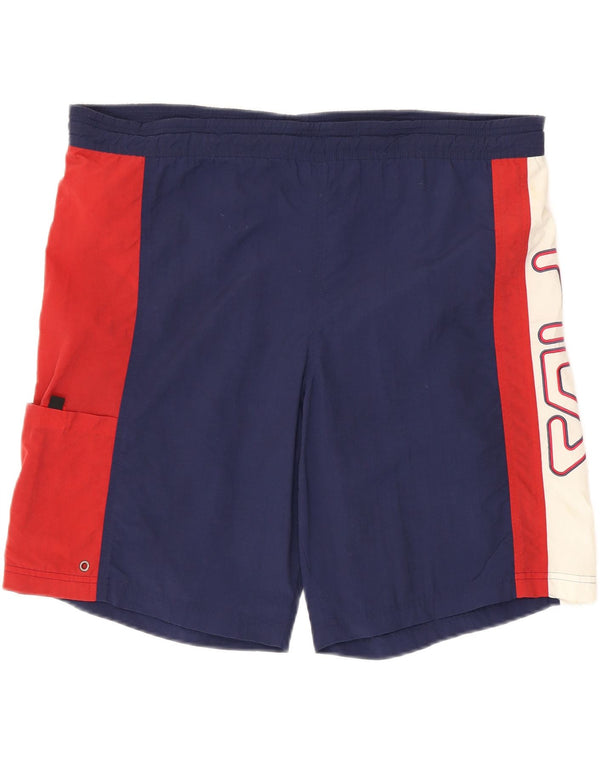 Pantaloni scurți de înot cu grafică Fila pentru bărbați IT 52/54, mari, bleumarin, color block