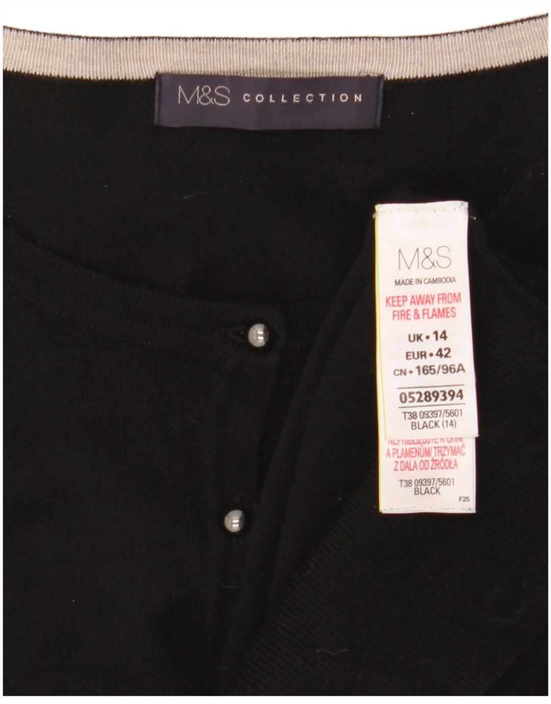Pulover cardigan pentru femei Marks & Spencer UK 14 Medium Black Viscose