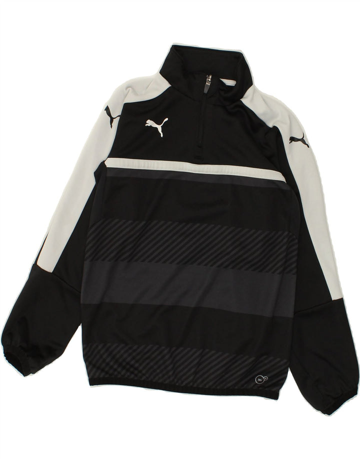 PUMA Boys Zip Neck Tracksuit Top Jacket 11-12 Years Black Colourblock | Vintage Puma | Thrift | Second-Hand Puma | Used Clothing | Messina Hembry 