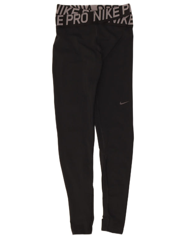 Leggings Nike Dri Fit Graphic pentru femei UK 8 Small Negru Poliester