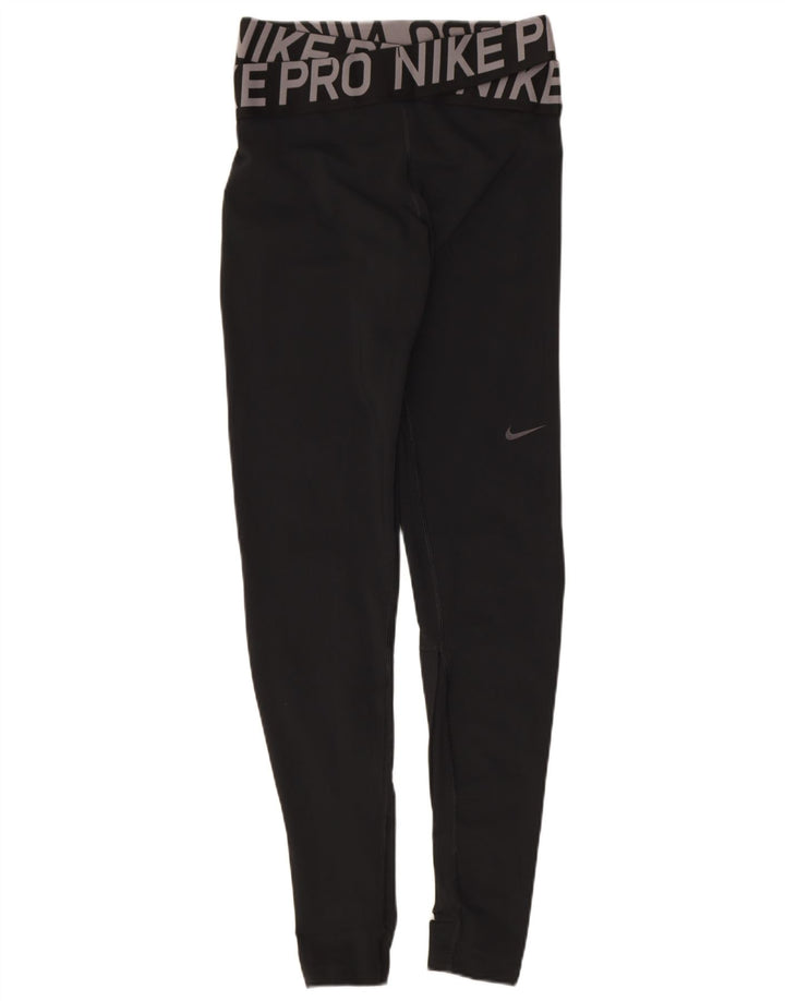 Leggings Nike Dri Fit Graphic pentru femei UK 8 Small Negru Poliester