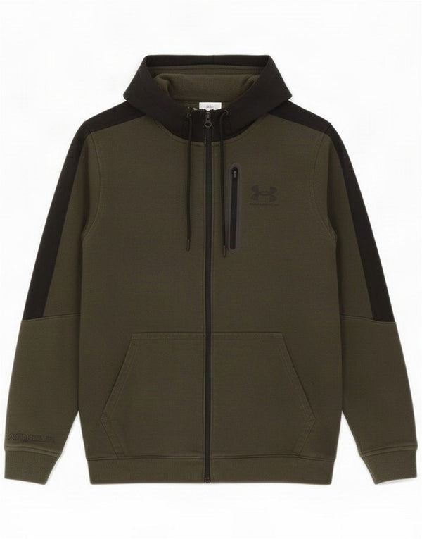Pulover pentru bărbați Under Armour Cold Gear cu fermoar cu glugă, kaki mediu