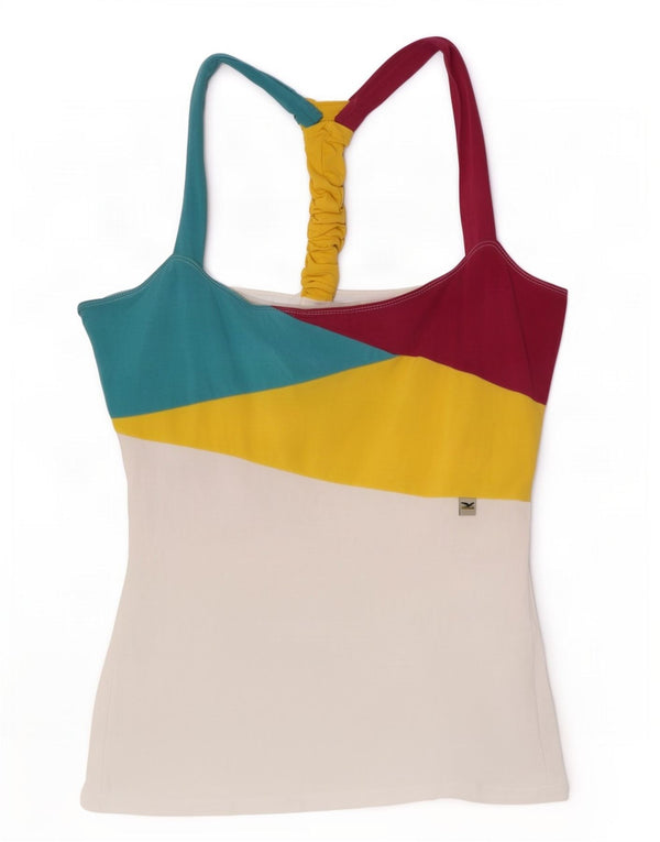 SALEWA Womens Halter Top UK 10 mic, alb, din bumbac color bloc