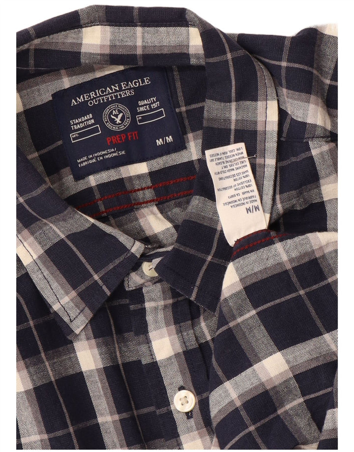 Cămașă pentru bărbați American Eagle, bumbac cu carouri, albastru marin mediu