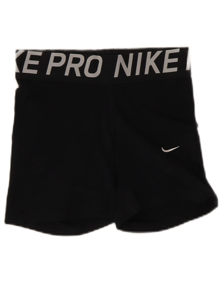 Pantaloni scurti sport NIKE Dri Fit Graphic pentru femei UK 8 Small Poliester negru
