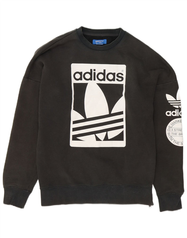 Hanorac grafic pentru bărbați Adidas Jumper mic, gri, bumbac