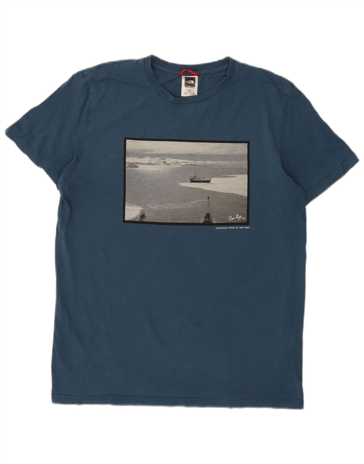 Tricou grafic pentru bărbați The North Face Top din bumbac albastru mediu