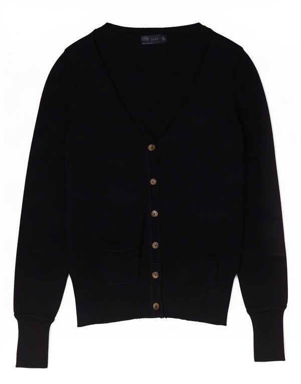 Pulover cardigan pentru femei Zara UK 14 mare bumbac bleumarin