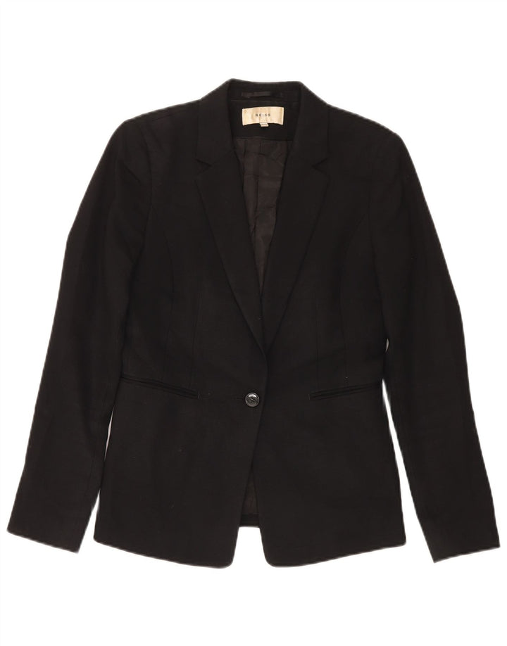 Jachetă Blazer pentru femei Reiss cu 1 nasture UK 10 Lână neagră mică
