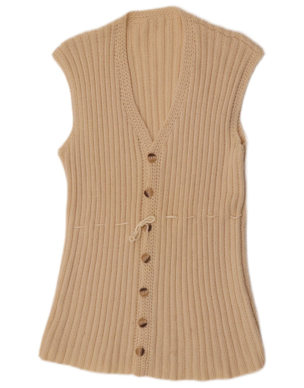 Pulover Cardigan fără mâneci Vintage pentru femei UK 14 Medium Off White