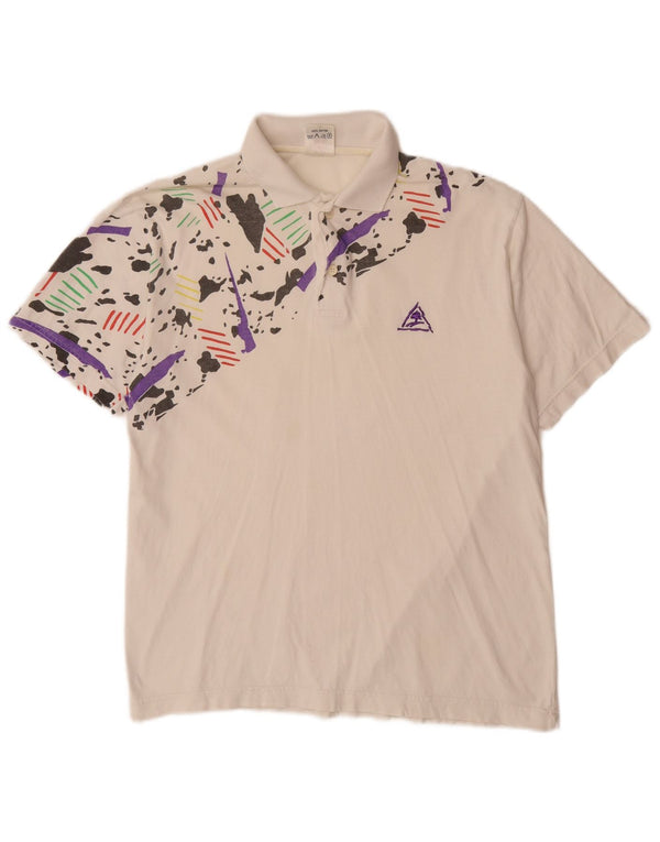 VINTAGE Tricou Polo Băieți 15-16 Ani Bumbac Camuflaj Alb Mediu