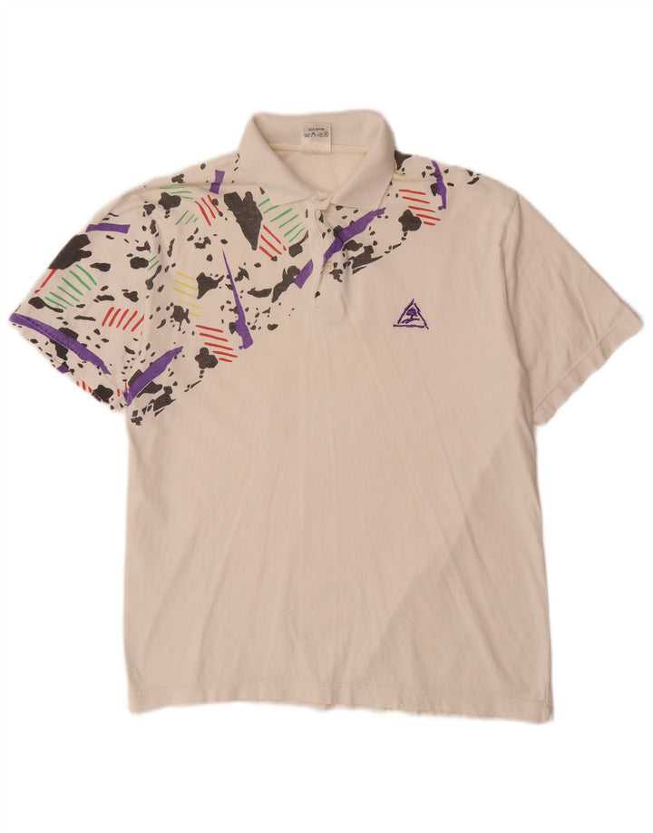 VINTAGE Tricou Polo Băieți 15-16 Ani Bumbac Camuflaj Alb Mediu