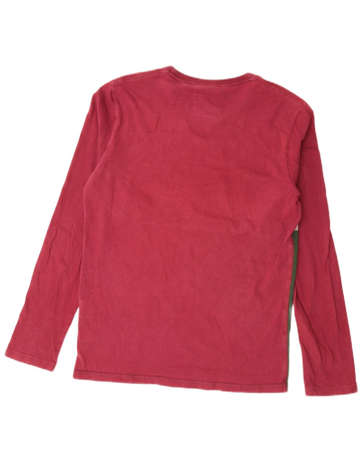 Top grafic pentru bărbați Superdry cu mânecă lungă, roșu mediu, bumbac color bloc