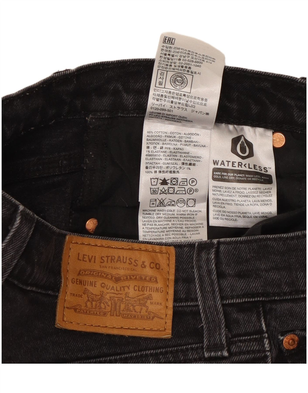 Pantaloni scurți din denim Levi's W29, bumbac mediu negru
