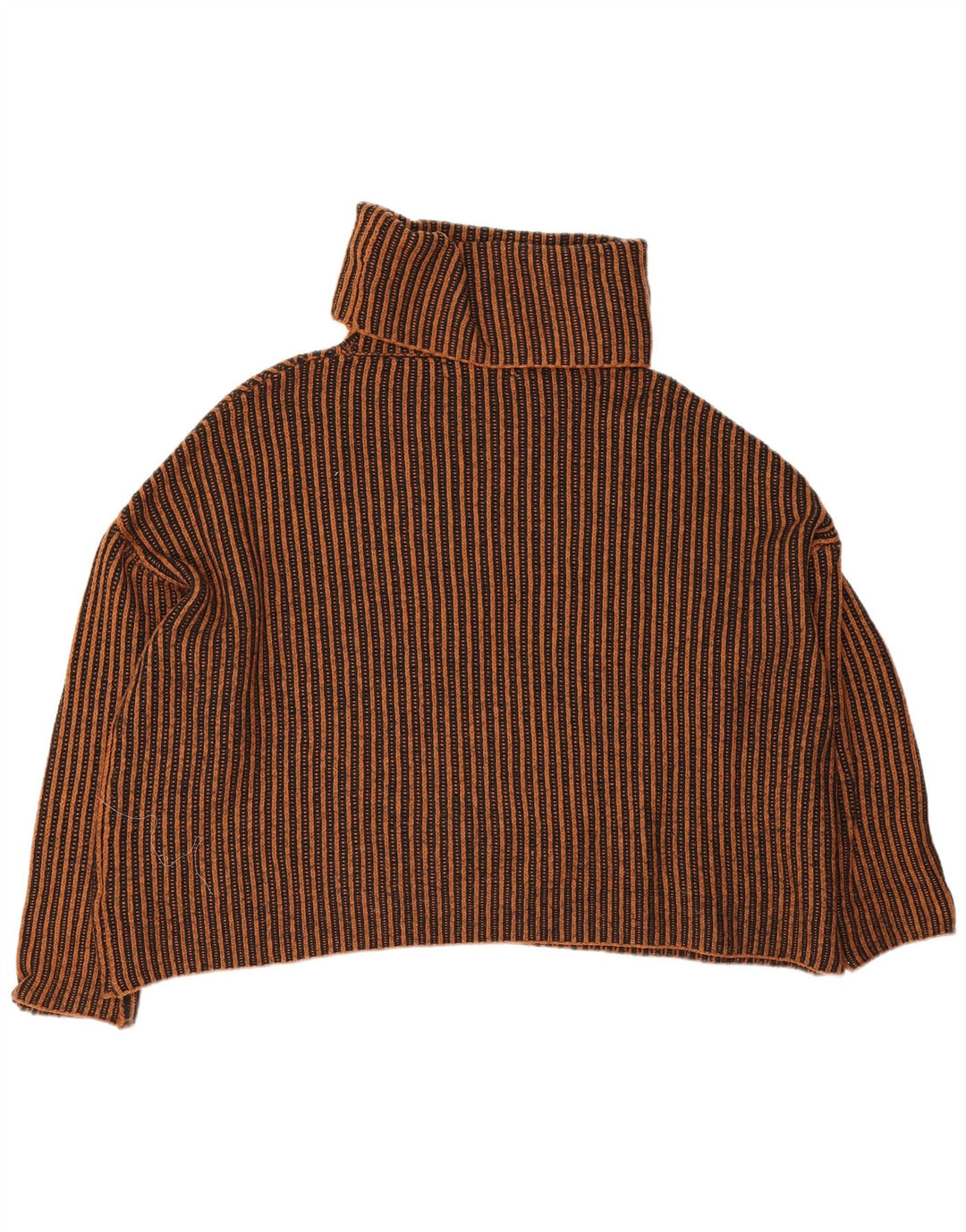 Pulover supradimensionat cu gât rulat Zara pentru femei UK 14 Maro mediu cu dungi