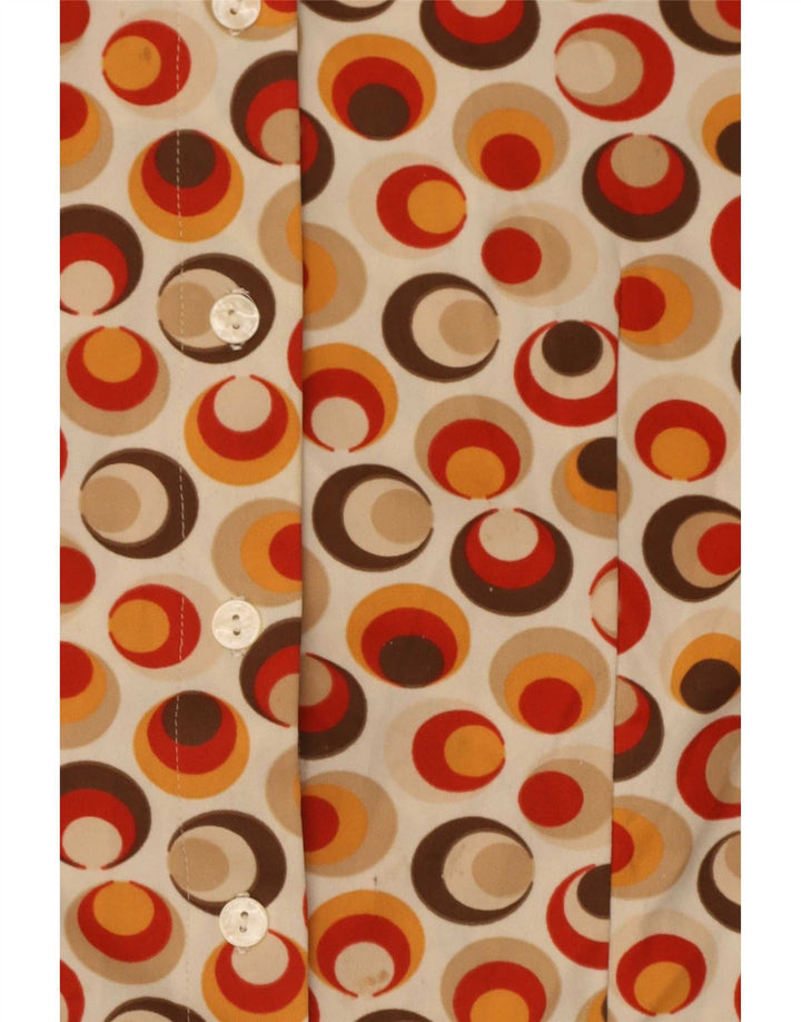 Bluză vintage cămașă pentru femei UK 10 Poliamidă geometrică multicoloră mică