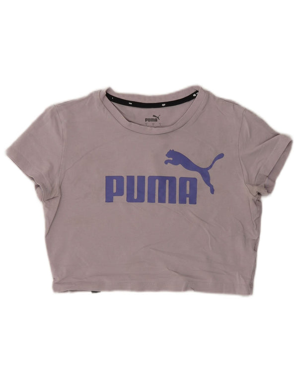 Tricou cu grafic Puma pentru femei Crop Top UK 10 Small Gri