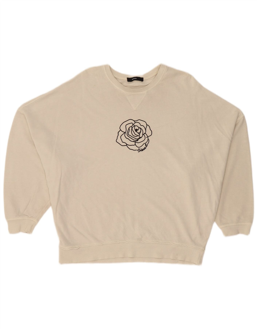 Pulover cu grafic supradimensionat Diesel pentru femei UK 12 Medium White Floral