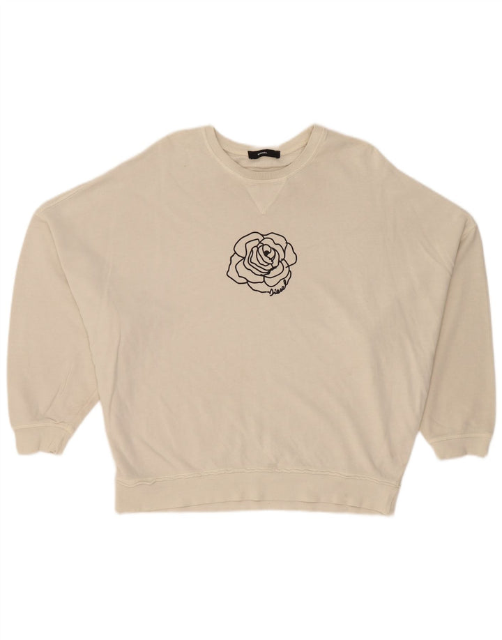 Pulover cu grafic supradimensionat Diesel pentru femei UK 12 Medium White Floral