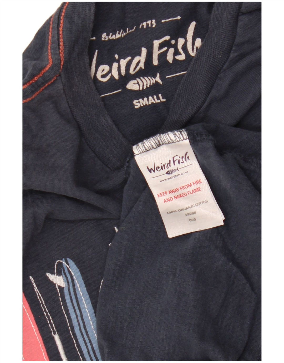 WEIRD FISH Tricou grafic pentru bărbați Top mic din bumbac bleumarin