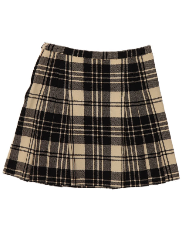 Fusta mini vintage pentru femei W26, carouri mici, negre