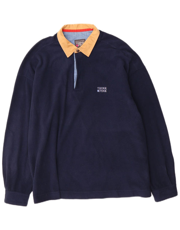 Pulover pentru bărbați Think Pink, cu gât polo, XL, poliester bleumarin